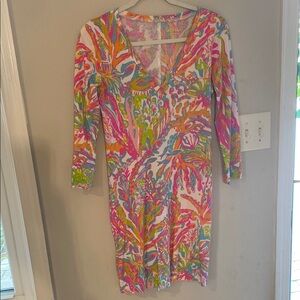 Colorful Floral V-Neck Dress